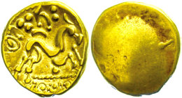 Gallien, Ambiani, Stater (4,96g), Gold. Av: Glatt. Rev: Pferd Nach Rechts, Darunter Kugel. Schörghuber 353ff.,... - Keltische Münzen