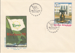 47739- RICCIONE PHILATELIC EXHIBITION, COVER FDC, 1990, ROMANIA - FDC