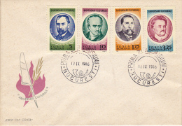 47748- ANNIVERSARIES OF 1966, PERSONALITIES, COVER FDC, 3X, 1966, ROMANIA - FDC