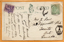 UK Old Postcard Postage Due Mailed To Canada - Brieven En Documenten