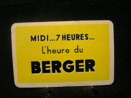 1 Dos De Carte à Jouer / Playcard / Publicitè Au Dos / Liqueurs-Spiritueux, Berger,Midi...7 Heures L´heure... Du Berger - Other & Unclassified