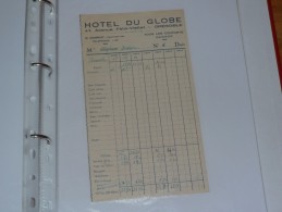 Facture Document Hotel Du Globe 41 Avenue Felix Viallet Grenoble D Darrot - Sports & Tourisme