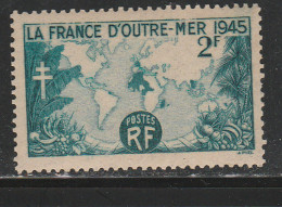 FRANCE N°  741 2F BLEU VERT LA FRANCE D'OUTRE MER RECTO VERSO NEUF SANS CHARNIERE - Unused Stamps