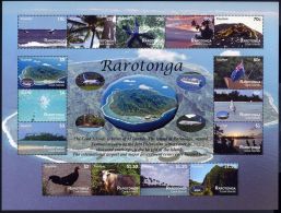 2011 Rarotonga (Cook Is.) - Tourism Sheet 15v, Islands Bird Views, Marine Life, Vue Aerienne Des Iles, Mi 28/42 MNH - Iles