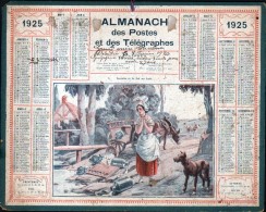 CALENDRIER GRAND FORMAT, 1925, ILLUSTRATION: PERRETTE ET LE POT AU LAIT, JEAN DE LA FONTAINE , SCANS RECTO ET VERSO - Big : 1921-40