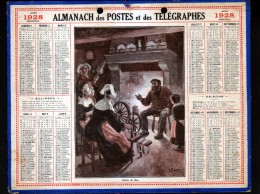 CALENDRIER GRAND FORMAT, 1928, ILLUSTRATION: RECITS DE MER, SCANS RECTO ET VERSO - Grand Format : 1921-40