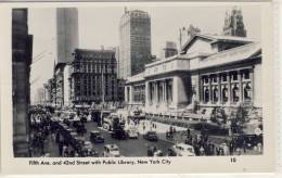 NEW YORK CITY, 1952 - 5th Ave & 42nd Street W. Public Library , Photo PC - Transportes