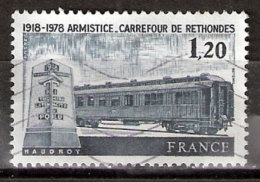 Timbre France Y&T N°2022 (05) Obl. 2e Choix. Le Wagon De L'Armistice. 1 F. 20. Noir. Cote 0.50 € - Used Stamps