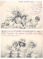 2 Cpa Signée Wichera, Enfants, Viennoises    ( Adressée à Marcelle De Cessole, Croissy ) - Wichera