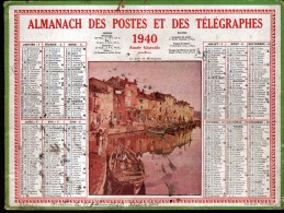 CALENDRIER GRAND FORMAT, 1940, ILLUSTRATION: LE PORT DE MARTIGUES, SCANS RECTO ET VERSO - Grand Format : 1921-40