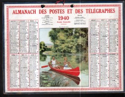 CALENDRIER GRAND FORMAT, 1940, ILLUSTRATION: Au Fil De L4eau, SCANS RECTO ET VERSO - Grand Format : 1921-40