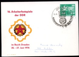 DDR PP16 D2/016 Privat-Postkarte ARBEITERFESTSPIELE  Sost. Zittau 1976 NGK 4,00 € - Privé Postkaarten - Gebruikt