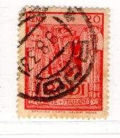 EGEO - RODI, 1932, PITTORICA Dent. 14, Sass. N. 58, Cent 20 Rosso, Usato Garantito - Egée