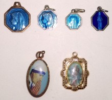 6 MEDAILLES à Chapelet, De Pélerinage, Religieuses - Pendants