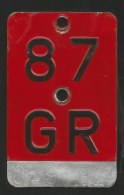 Velonummer Graubünden GR 87 - Kennzeichen & Nummernschilder