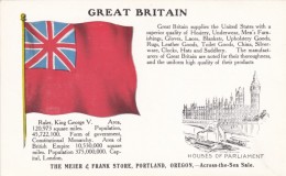 Portland Oregon Meier & Frank Store Across The Sea Advertisement, Great Britain Flag Statistics, C1910s Vintage Post - Portland