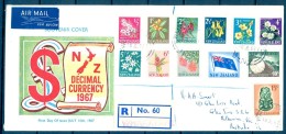 1967 , NUEVA ZELANDA , CERTIFICADO DE WHAKATAN A MELBOURNE , SERIE BÁSICA , MAT. PRIMER DIA . - Cartas & Documentos