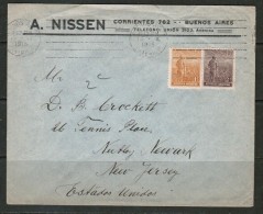 ARGENTINA   Scott #180 AND 181  On 1915 COMMERCIAL COVER TO NEW YORK, U.S.A. (15/10/1915) - Brieven En Documenten