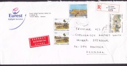 Greece EUREST Inflight Services EXPRESS & Registered Recommandé Label PSYCHIKO 1997? Cover Lettera Denmark - Storia Postale