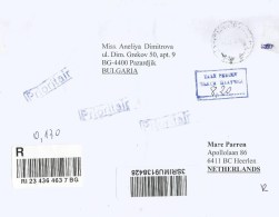 Bulgaria 2016 Pazerdjik Unfranked Postage Paid Taxe Percue Barcoded Registered Cover - Cartas & Documentos