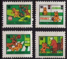 CAT / DOG - Traffic Light - BUS CAR / Children Savings Stamps - School Bank / Revenue Stamp - 1980´s Hungary - Sonstige (Land)
