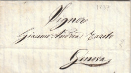 Austria Turkey Italy Cover Entire 1837 Cospoli Carantine Mark NETTO DI FUORA E DI DENTRO Provisional Mark To Genva (p77) - ...-1850 Vorphilatelie