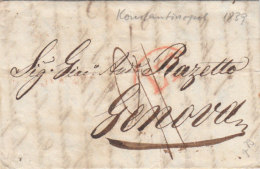 Austria Turkey Italy Cover Entire 1839 Constantinople Carantine Mark NETTO DI FUORA ET DI DENTRO To Genova (p79) - ...-1850 Préphilatélie