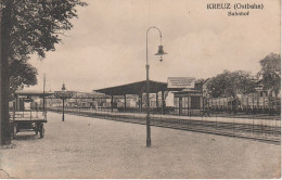 AK Kreuz Ostbahn Bahnhof Gare Dworzec Krzyz Wielkopolski Stempel Bei Driesen Drezdenko Filehne Wielen Landsberg Gorzow - Neumark