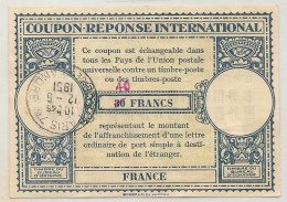 FRANCE - COUPON REPONSE INTERNATIONAL - Oblitérés De Paris De 1951 - 30F Red Surchargés 40F - Antwortscheine