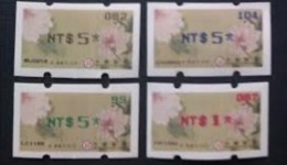 Complete 4 Colors 2011 Taiwan ATM Frama Stamp-Ancient Chinese Painting- Peony Flower Unusual - Oddities On Stamps