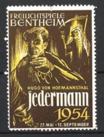 Vignette Publicitaire Bentheim, Freilichtspiele Hugo Von Hofmannsthal "Jedermann" 1954, Der Tod Avec Sense & Sanduhr, - Vignetten (Erinnophilie)