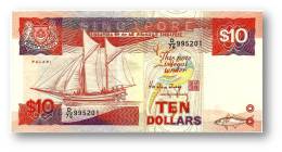 SINGAPORE - 10 Dollars - ND ( 1988 ) - P 20 - Serie D/76 - Printer TDLR - 3 Scans - Singapur