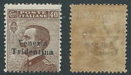 1918 TRENTINO ALTO ADIGE EFFIGIE 40 CENT MH * - P12-5 - Trentino