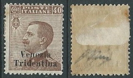 1918 TRENTINO ALTO ADIGE EFFIGIE 40 CENT GOMMA BICOLORE - P12-9 - Trentino