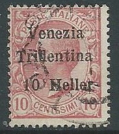 1918 TRENTINO ALTO ADIGE USATO EFFIGIE 10 HELLER - P12 - Trentin