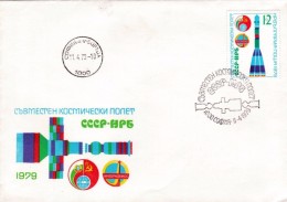 Joint Space Flight USSR Bulgaria Intercosmos 1979 Cover + Stamp - Printed 1979 - Other & Unclassified