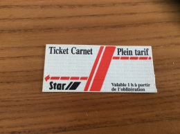 Ticket De Bus * Star "Ticket Carnet" Rennes (35) Type 2 "Plein Tarif" Neuf - Europe