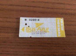 Ticket De Bus - Bus Azur "TARIF NORMAL" Cannes (06) - Europe