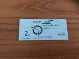 Ticket De Transports RATP SNCF (metro, RER) "RUEIL-MALMAIS. PARIS - 2eme Classe" Vert - Europe