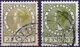 Netherlands 1927 - Queen Wilhelmine ( Mi 187 A - YT 181 ) Two Shades Of Color - Variétés Et Curiosités