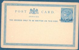 JAMAICA, Q Victoria ½d On 1d Postcard, Very Fine - Jamaica (...-1961)