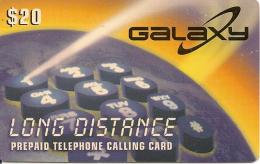 -CARTE-PREPAYEE-USA-1997-20$-GALAXY LONG DISTANCE-Plastic Fin-TBE - Altri & Non Classificati