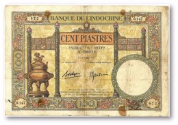 FRENCH INDO-CHINA - 100 PIASTRES - Sign. 9 ( 1936 - 39 ) - P 51.d - BIG SIZE ( 214 X 144 ) Mm - Banque De L´ Indochine - Indochina