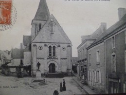 CPA 49 Maine Et Loire Fontaine Guerin L'église Et La Statue De Guerin Des Fontaines - Sonstige & Ohne Zuordnung