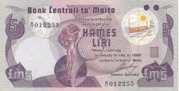 MALTA 5 LIRI 1967 (1979) P-35b UNC WITH 2 DOTS [MT208b] - Malta