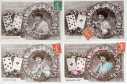 Cartes A Jouer - 4 CPA - Fantaisies Sur La Carte A Jouer - Illustrations Originales      (89934) - Playing Cards