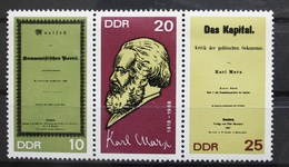 MiNr. 1365 - 1367 Deutschland Deutsche Demokratische Republik 1968, 25. April. 150. Geburtstag Von Karl Marx.  Weiß; RaT - 1950-1970