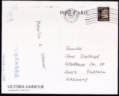 Hong Kong: PPC Picture Postcard To Germany, 1995, 1 Stamp, Machin $2.60, Card: Victoria Harbour (traces Of Use) - Covers & Documents