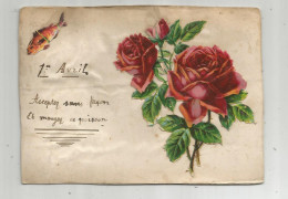 Chromo , Sur Cartonnage , 1 Er Avril , Fleurs , Poisson , Acceptez Sans Façon Et Manger Ce Poisson - Flores