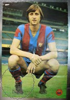 Vintage F.C. Barcelona Player Johan Cruyff Poster & Biography - 100 X 65 Cm. - Autres & Non Classés